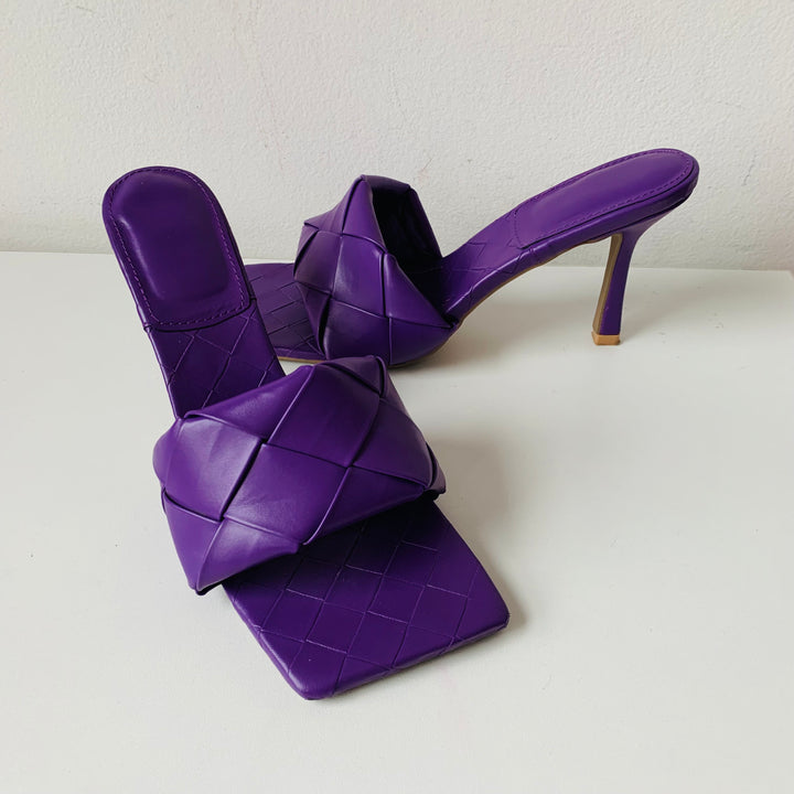 Purple Quilted Slip On Heels Size 8.5