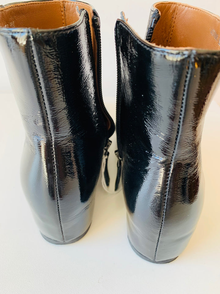 Aquatalia Ulyssa Black Patent Leather Boots Size 8
