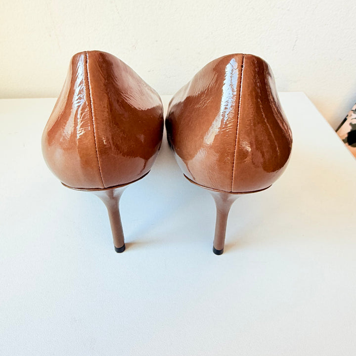 Pierre Hardy Brown Patent Stiletto Pointed Toe Pumps Size 39.5
