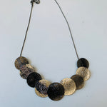 Erica Lyons Pewter And Silver-tone Textured  Disk Necklace