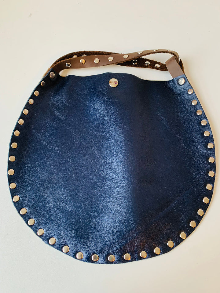 Blue & White Leather Studded Handbag