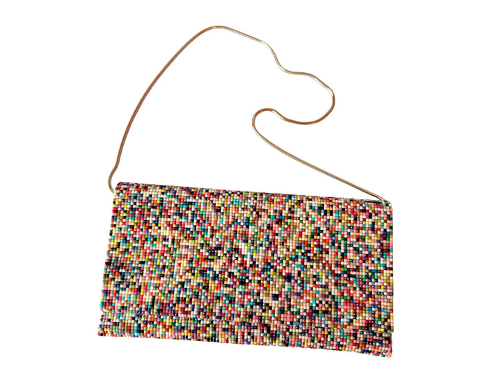 Sondra Roberts Rainbow Beaded Folded Clutch Handbag