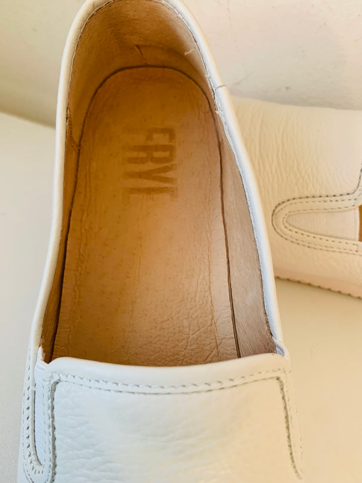 Frye White Leather Slip On Sneakers Size 8