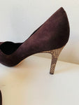 Brooks Brothers Brown Suede Snakeskin Heeled Pump Size 7