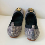 Tory Burch Caroline 2 -Black White Tidal Grid Ballet Flat Size 7