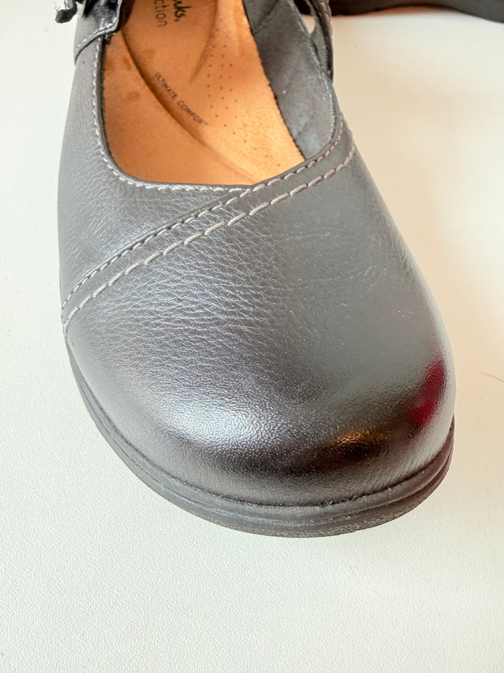 Clark’s Carleigh Mary Jane’s In Black Leather Size 10
