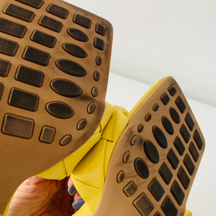 Yellow Quilted Slide on Heels Size 8.5