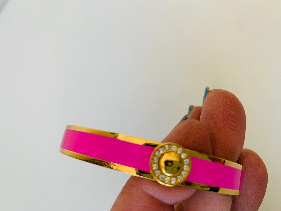 Halcyon Days Hot Pink Skinny Hinged Bangle