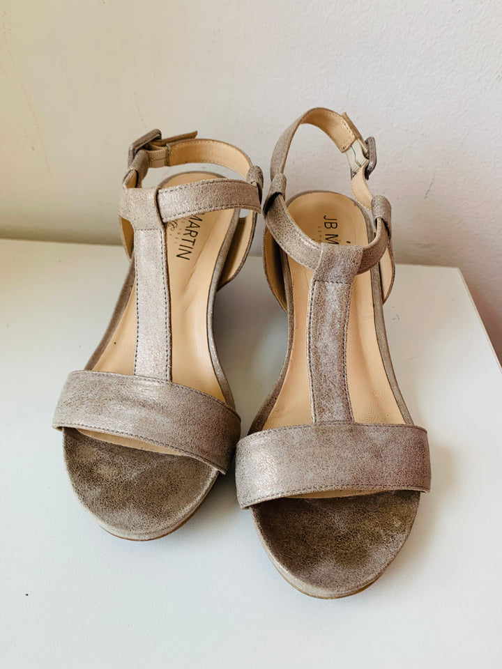 J.B. Martin Narnia Summer Bronze Metallic Suede Sandals Size 37