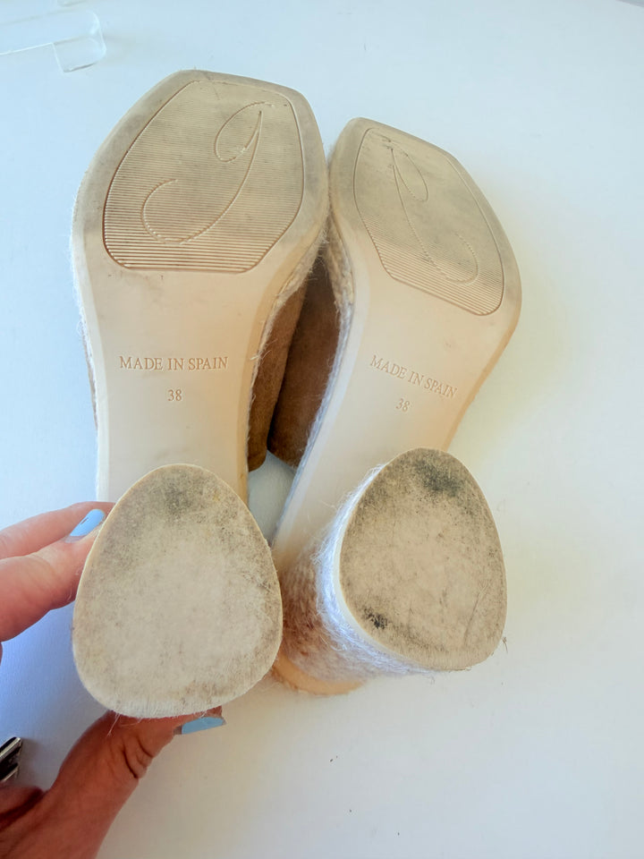 Eric Michael Brown Suede Jute Mules Size 38