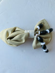Tan Leather and Bead Barrette