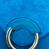 Banana Republic Royal Blue Suede Flap Over Crossbody Handbag With Gold Chain