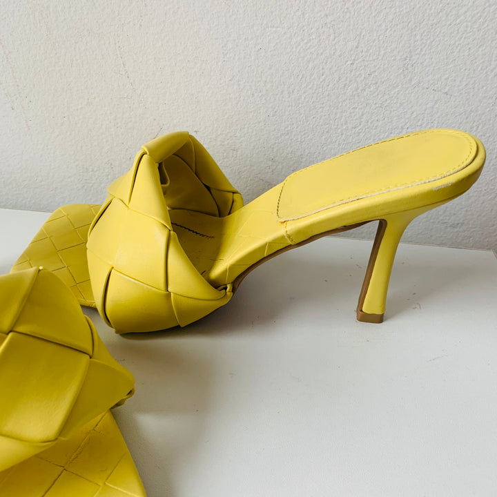 Yellow Quilted Slide on Heels Size 8.5
