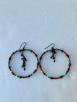 Multi colored Bead Hoop Earrings