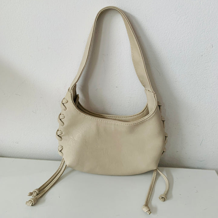 Off White Vegan Leather Mini Handbag