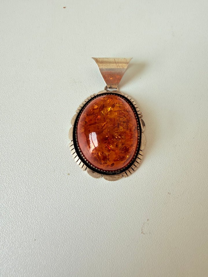 J Linkin Sterling Silver & Baltic Amber Pendent