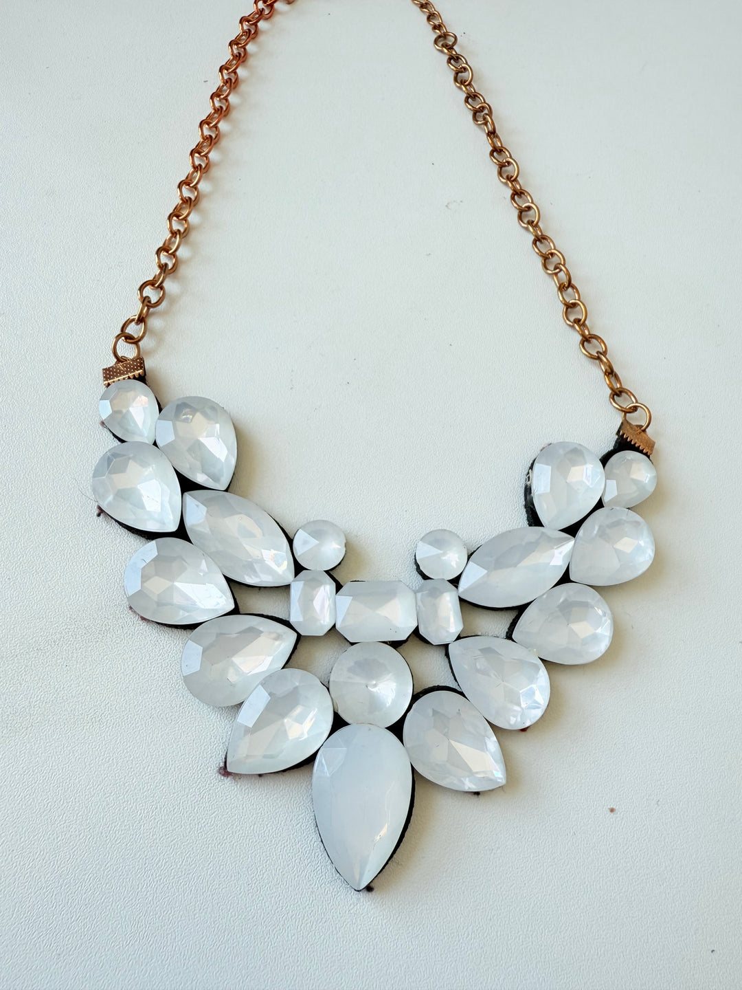 White Rhinestone Statement Necklace