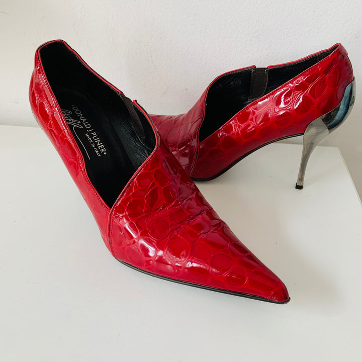 Donald J Pliner Red Croc Embossed Leather Heels Size 9.5