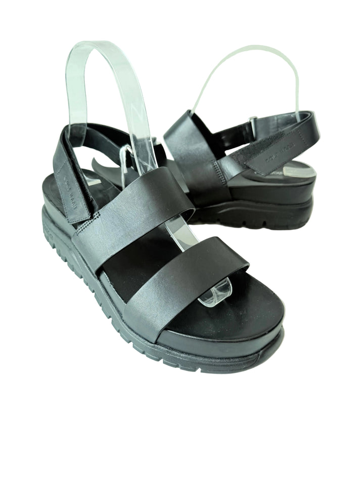 Cole Haan Zero Grand Black Leather Chunky Sandals Size 6.5