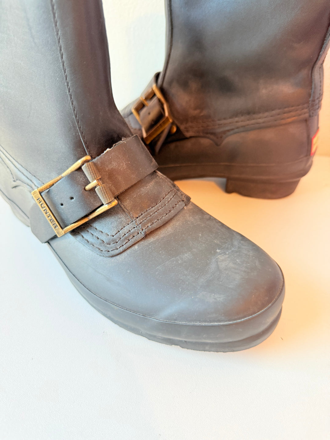 Hunter Light Black Moto Buckle Boots Women’s Size 9