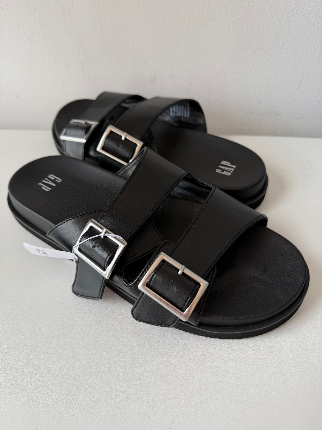 Gap Vegan Leather Double Strap Sandals in Black Size 9, NWT