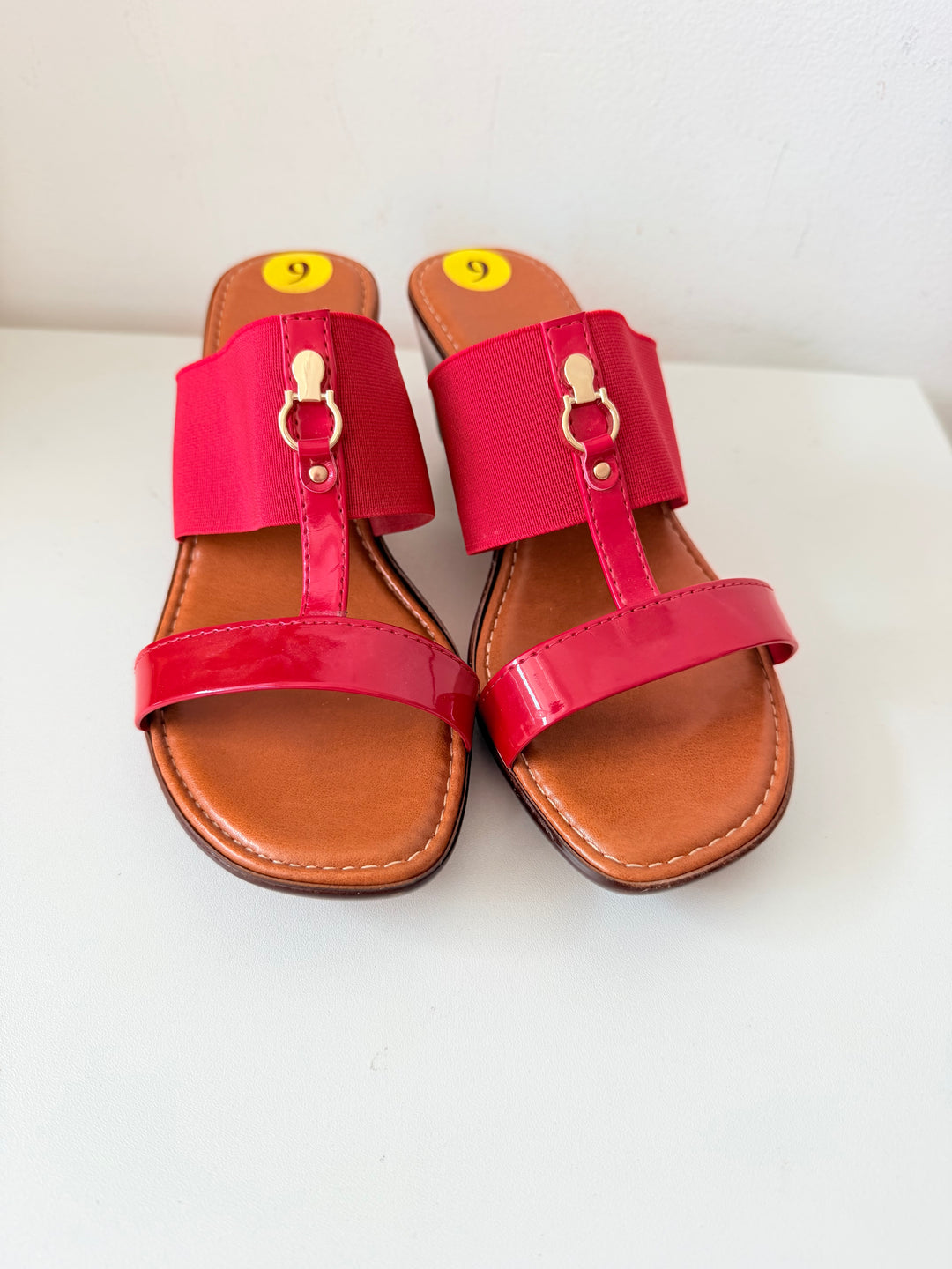 Italian Shoemaker Red Wedge Sandals Size 9