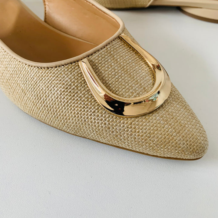 Naturalizer Woven Tan Flat Slingback Size 10 New