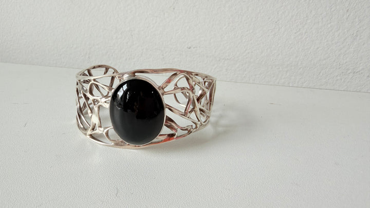 Sterling Silver 950 Taxco Onyx Bracelet