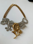 Banana Republic Rhinestone Statement Necklace in Gold & Silver Tone