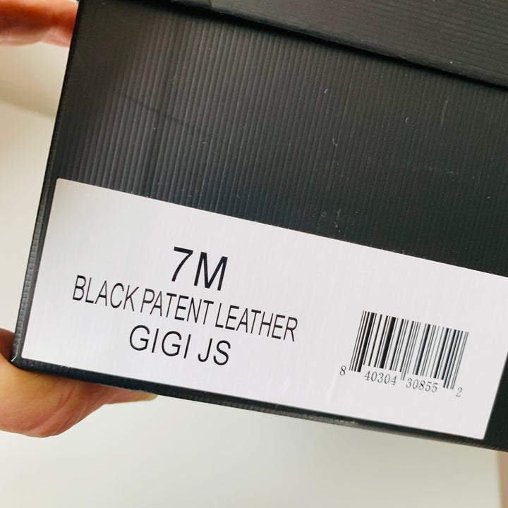 J/Slides GiGi Black Patent Leather Slip Ons Size 7 New in box