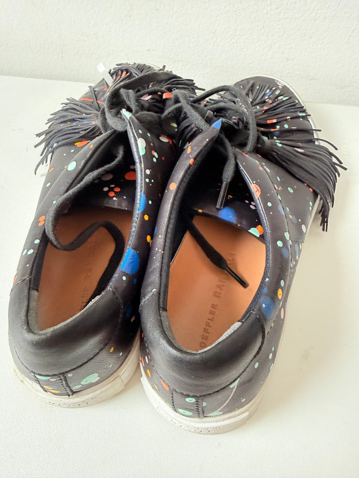 Loeffler Randall Logan Splatter Print Tasseled Leather Sneakers Size 7.5 Women’s