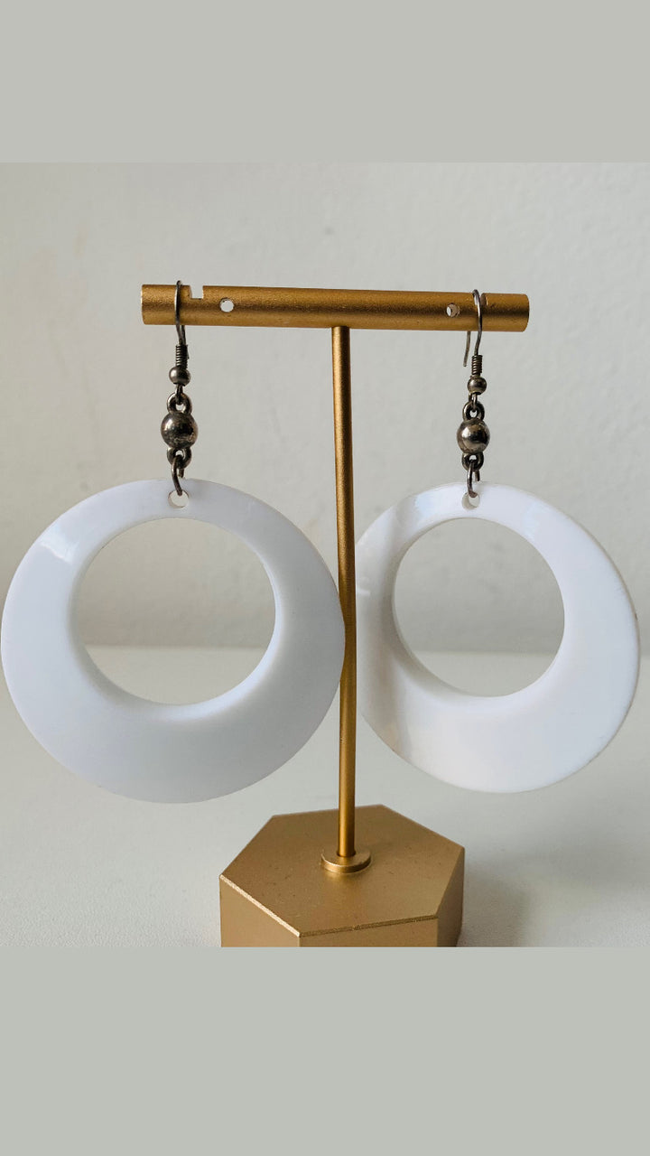 White Lucite Pierced Hoops