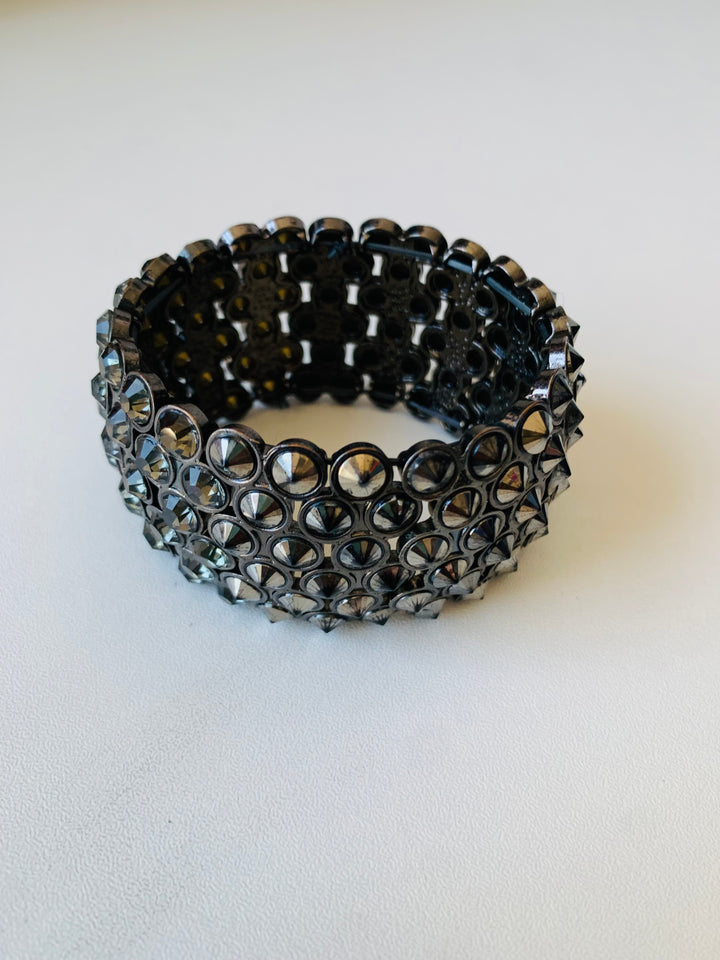Pewter Rhinestone Stretch Bracelet