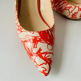 Nine West Tatiana Pointed Stiletto Pump In Orange & White Size 10.5