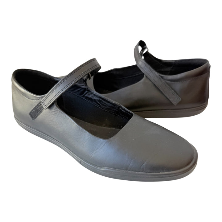 ECCO Simpil Mary Jane Black Leather Ballet Flats Size 10-10.5