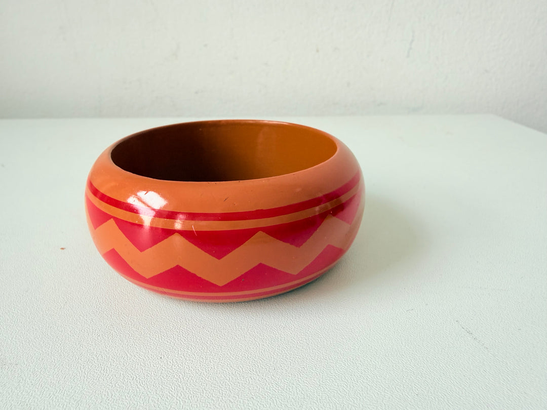 Vintage Chunky Painted Wodden Zig Zag Bangle