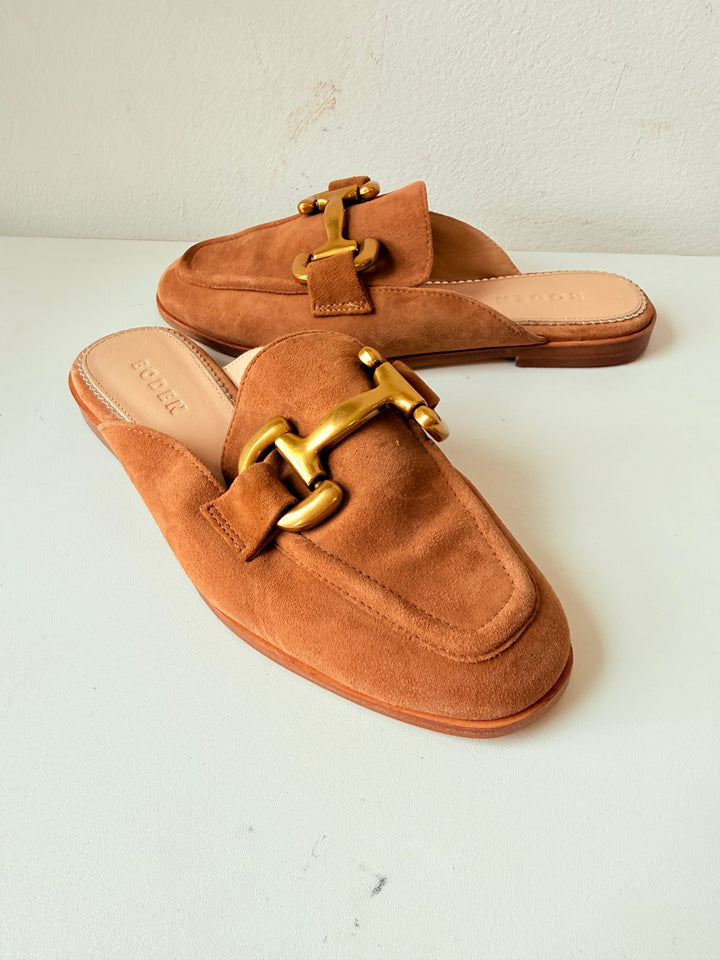 Boden Iris Snaffle Tan Suede Mule Loafers Size 36