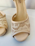 IDIFU Chunky Ivory Lace Detailed Peep Toe Platform Heels Size 8