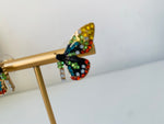 Butterfly Multi Color Rhinestone Pierced Earrings