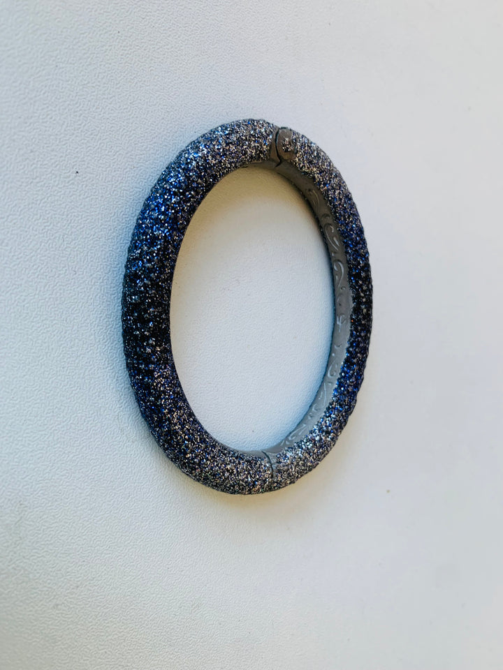 Blue & Black Sparkled Hinged Bracelet