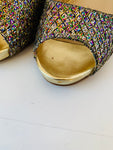 Enzo Angionlini Peep Toe Multicolor Sparkle Glitter Evening Pumps Size 8.5