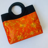 100% Silk Brocade Mini Handbag/Purse in Orange and Black