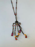 Liz Palacios Pink and Orange Dangle Necklace