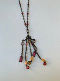 Liz Palacios Pink and Orange Dangle Necklace