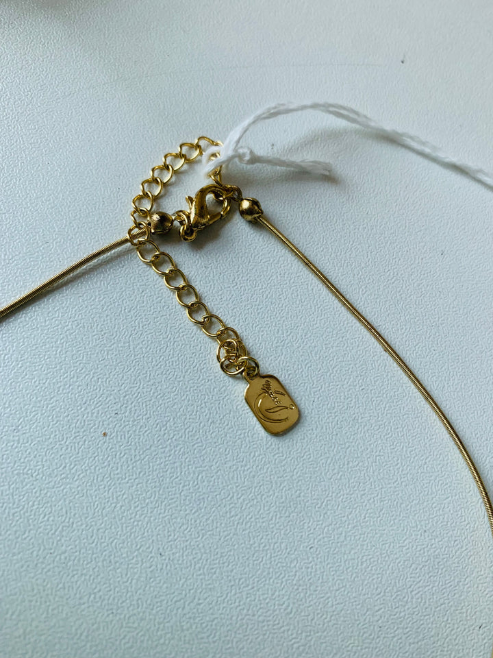 Blue Feather Statement Necklace in Gold Tone