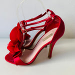 Glint Satin Rosette Red Pumps/Sandals Size 7