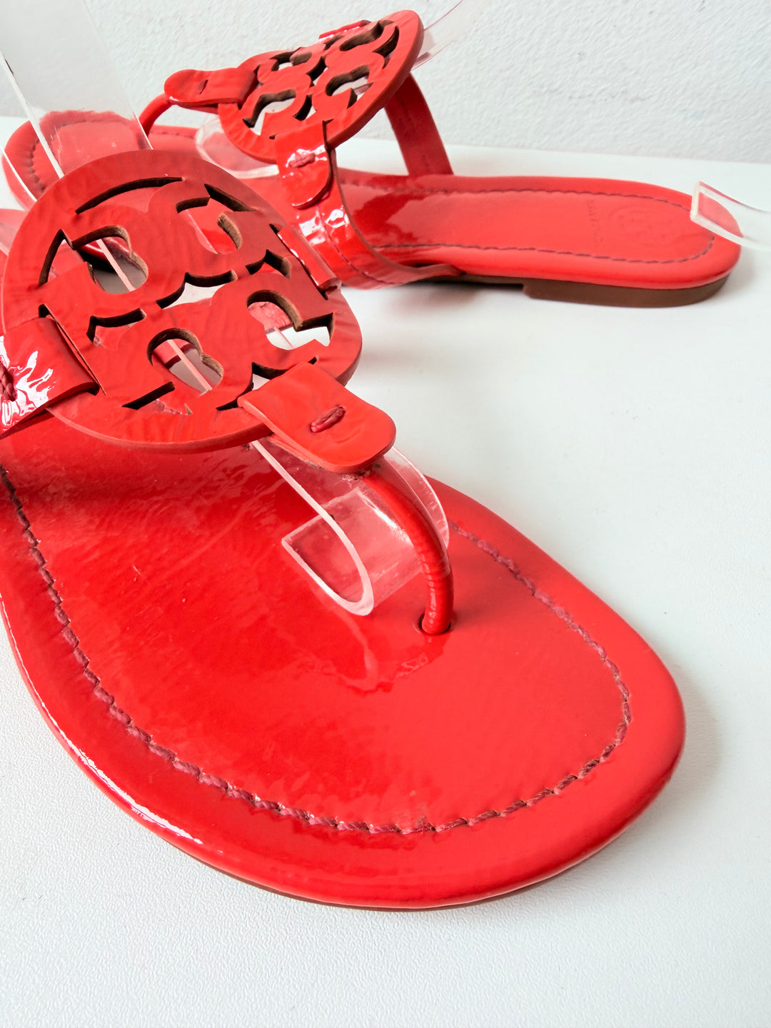 Tory Burch Miller Patent Sandal In Red Size 8.5