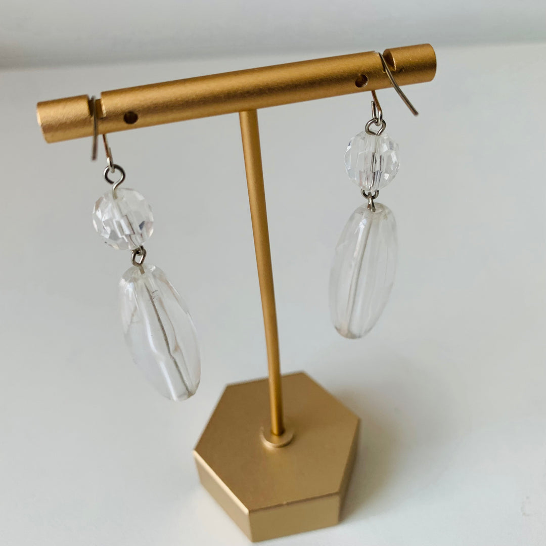 Clear Drop Pierced Earrings