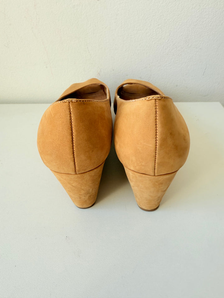 Michael Kors Brown Peep Toe Wedges Size 7.5