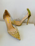 JFS Gold Rivet Embellished Leatherette Stiletto Pump Size 8